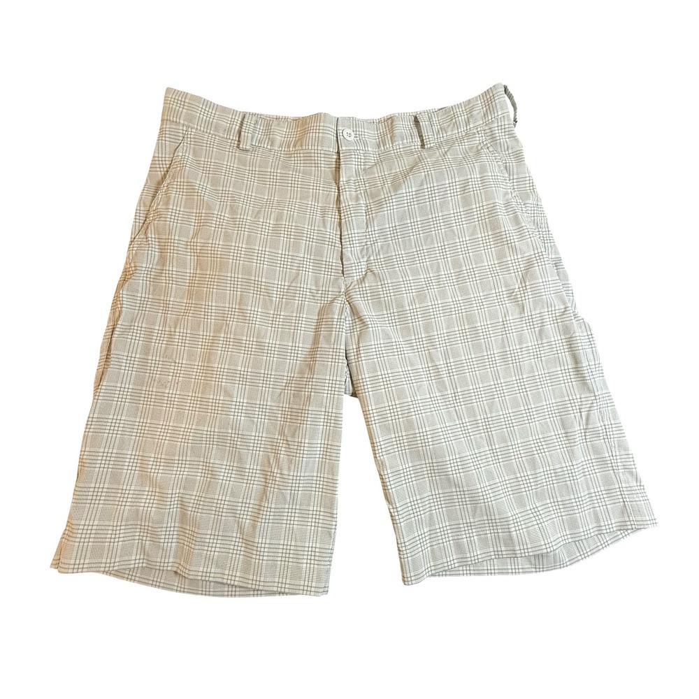 Nike Golf Dri-FIT Plaid Shorts Mens 33 Grey White Performance 360202-100